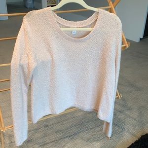 BP womens M pastel rose pink sweater, scoop neckline, full length-hip level